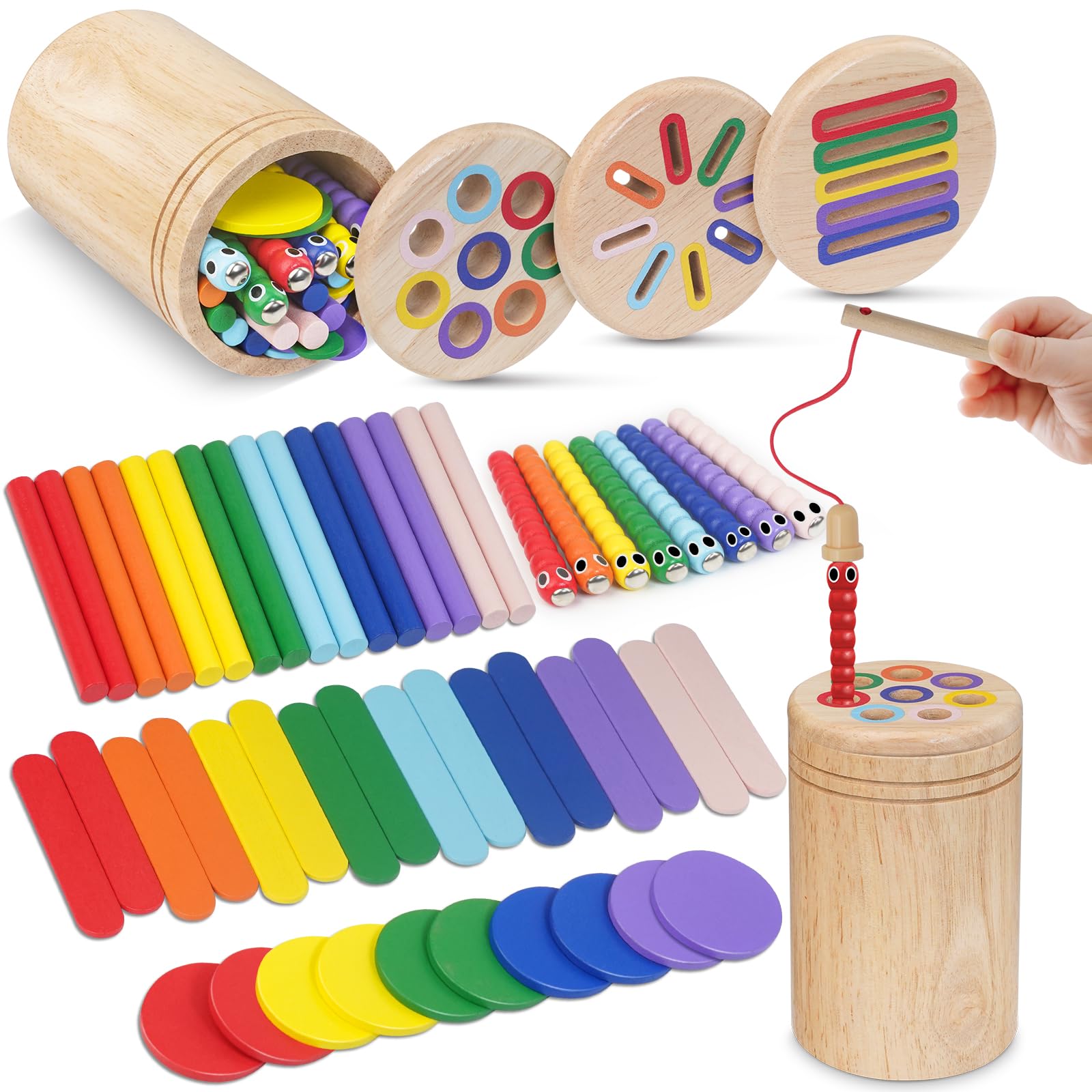 Haozozo 4-in-1 Montessori Holzspielzeug ab 1 Jahr – Motorik & Lernspielzeug für Kleinkinder