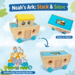 Holz Noahs Arche Montessori Spielzeug – Stapeln & Ziehen für Kleinkinder ab 1 Jahr – Bild 6