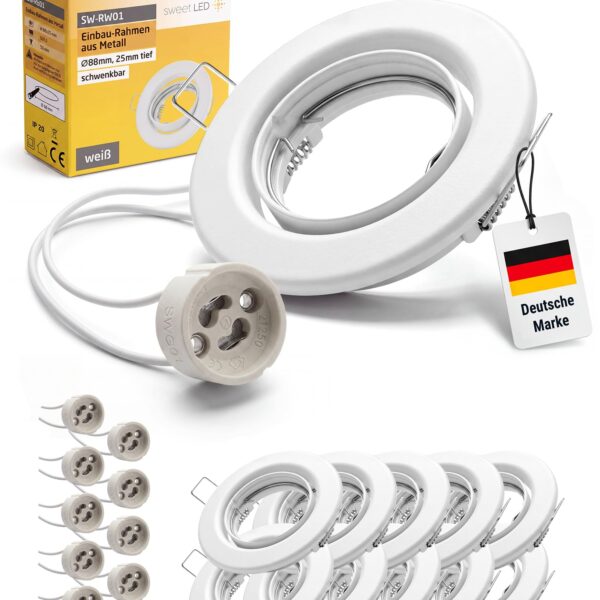 GU10 Einbaustrahler 10er Set Ø68mm – Schwenkbare Deckenspots weiß matt für LED & Halogen