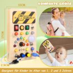 YIKANWEN Montessori Holz Busy Board mit 10 LED-Schaltern & Musikfunktion – Motorik-Spielzeug für Kinder ab 1 Jahr – Bild 2