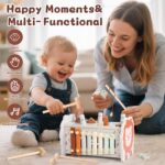 jerryvon 4-in-1 Holzspielzeug ab 1 Jahr – Montessori Motorikspielzeug mit Hammerspiel & Xylophon – Bild 6