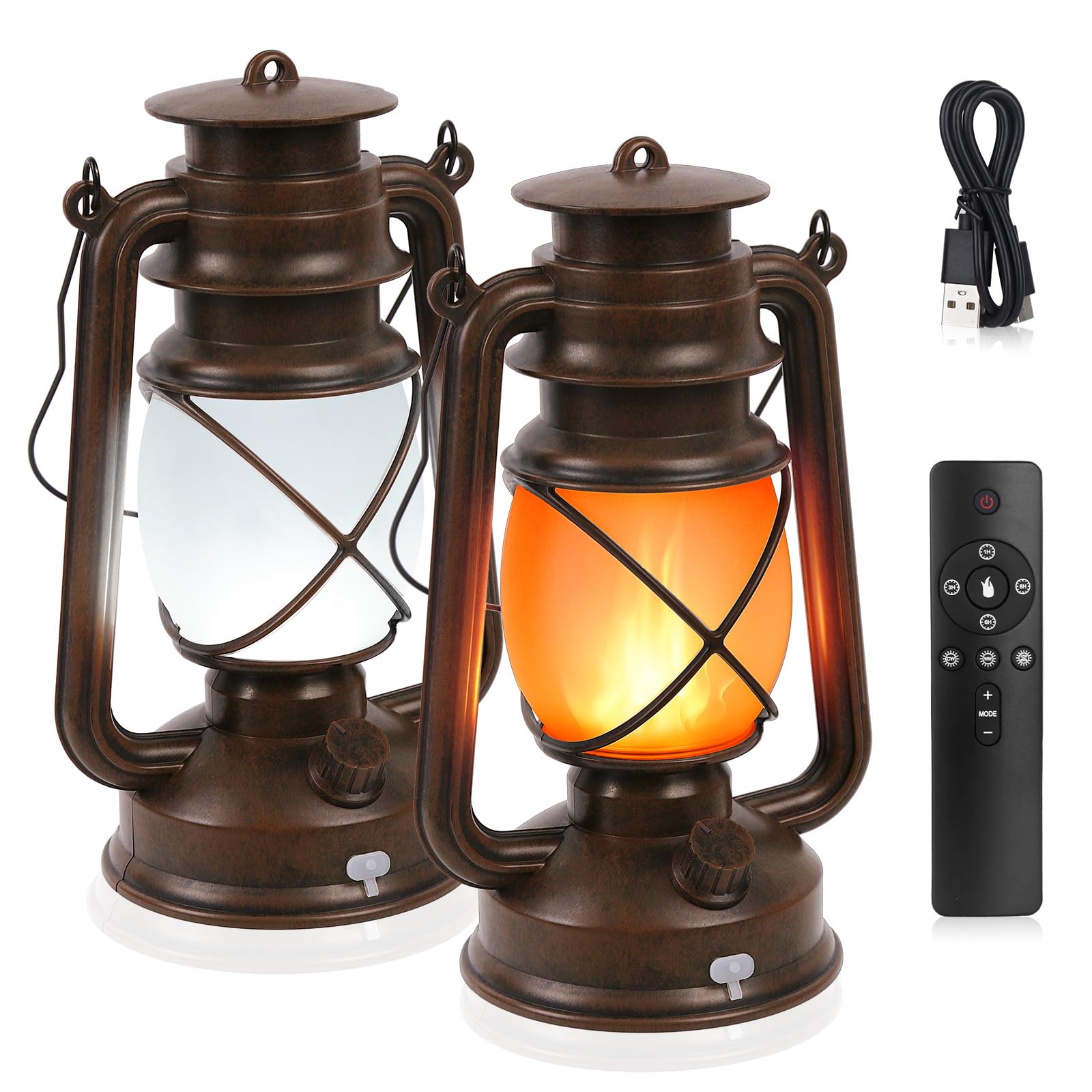 Shinmax LED Laternen 2er Set – Wiederaufladbar mit Flammeneffekt & Fernbedienung
