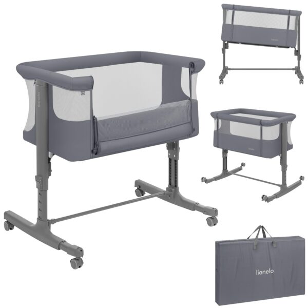 Lionelo Aurora 3-in-1 Babybett bis 9 kg – Beistellbett, Wiege & Gitterbett