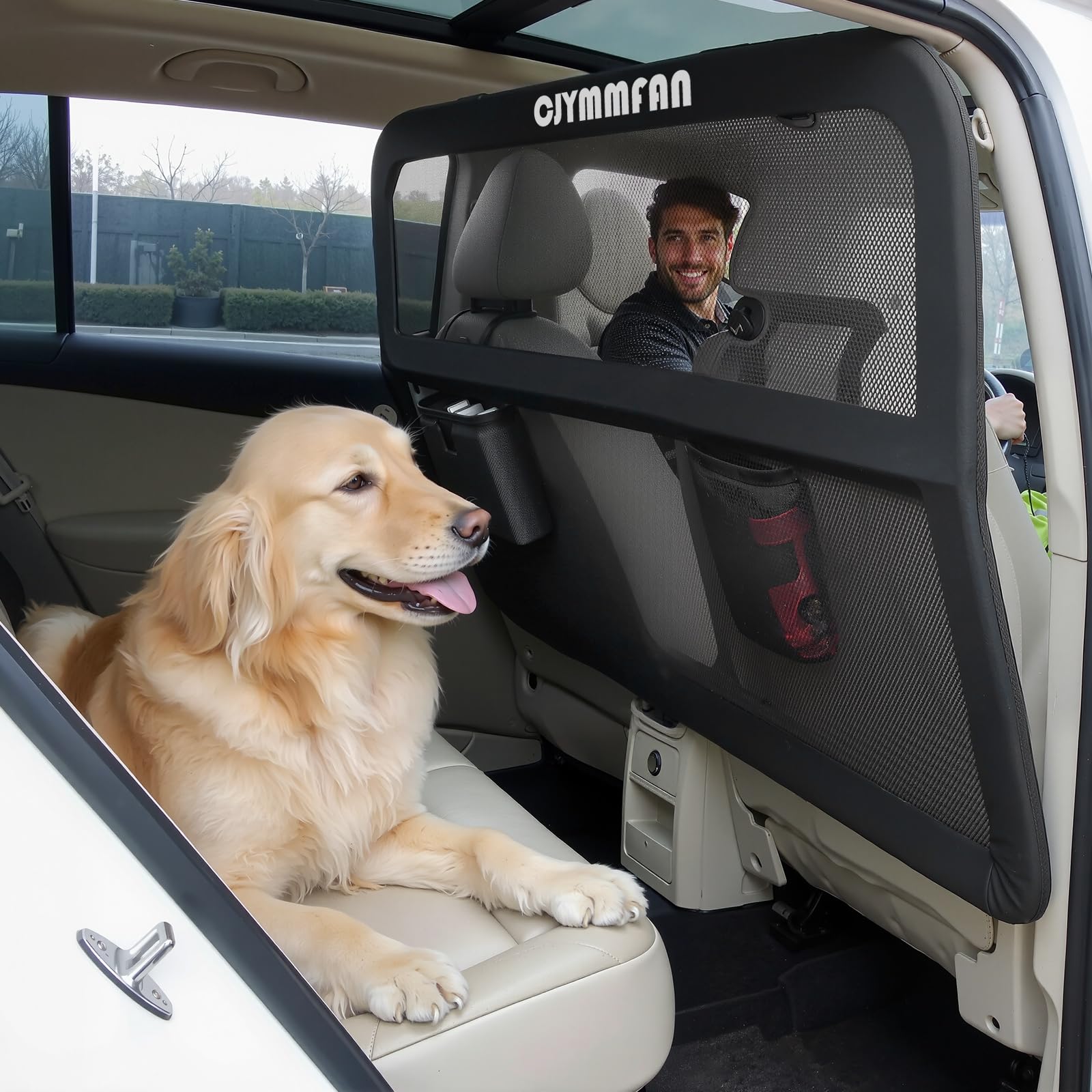 Hundegitter für Auto mit Metallrahmen – Universal Trenngitter für Rücksitz & Kofferraum