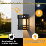 btfarm 4er-Set Solar Wandleuchten mit Bewegungsmelder – IP65 Retro Warmweiss für Garten & Terrasse – Bild 2