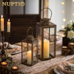 NUPTIO Grablaterne 35 cm Vintage Metallic Gold – Wetterfeste Kerzenlaterne für Friedhof & Garten – Bild 4