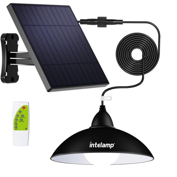 INTELAMP Solar-Hängelampe mit Fernbedienung – LED Pendelleuchte für Aussen & Innen