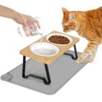Lannvan Katzennapf 2er Set Erhöht – Ergonomische Futterstation mit Keramik & Bambus