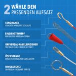 30 m Kabeleinziehhilfe STONE REEF – Fiberglas Spirale mit 5 Aufsätzen für sichere Kabelverlegung – Bild 5