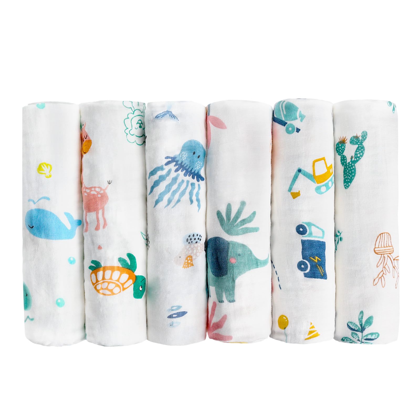 Maliton 6er Set Baby Mullwindeln 70x70cm – 100% Baumwolle Spucktücher für Neugeborene