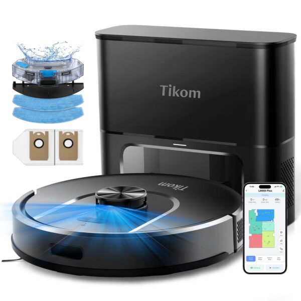 Tikom L8000 Plus Saugroboter mit Wischfunktion & Absaugstation – 6000Pa, 90 Tage Freihändig