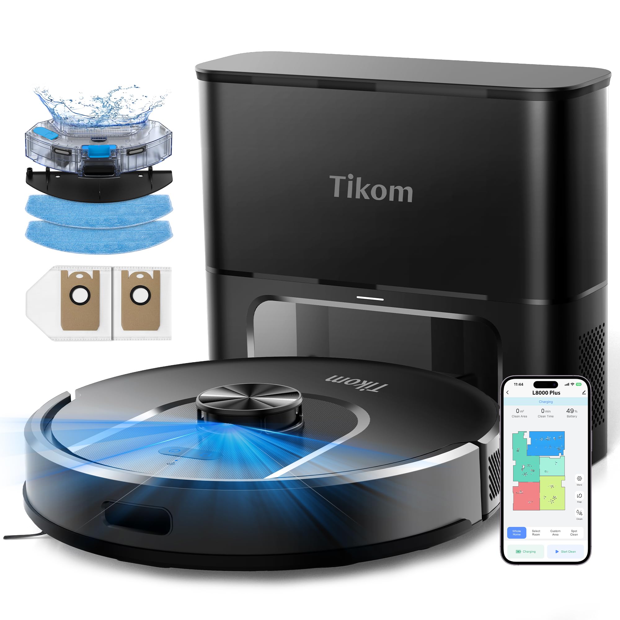 Tikom L8000 Plus Saugroboter mit Wischfunktion & Absaugstation – 6000Pa, 90 Tage Freihändig