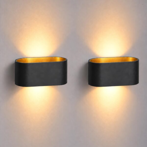 SSC-LUXon JOBERO Wandleuchte 2er Set – Up & Down G9 Schwarz-Gold