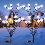 Fohil Solar Weihnachtsbeleuchtung Außen 4er Set mit 32 LED Schneeflocken – Gartendeko