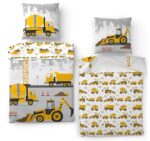 SkyBrands Kinder Bettwäsche 135x200 cm Baumwolle – Baustelle Wendebezug mit Reissverschluss – Bild 7