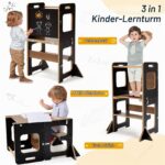 labebe Montessori Lernturm 3 in 1 mit Tafel – Klappbar & Sicher ab 1 Jahr – Bild 3