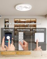 Aphyni Mondlicht LED Deckenleuchte Ø40 cm, 33W dimmbar – 3000–6500 K mit Timer für Schlafzimmer – Bild 6