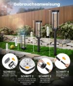TRANSGUANG Solar-Gartenleuchte 4er Set, Warmweiss IP65 – LED-Wegbeleuchtung mit Auto-Sensor für Garten – Bild 6