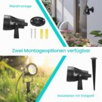Letlit 7W LED Gartenstrahler 700 Lumen – Warmweiss 3000K mit Erdspiss & Wandmontage – Bild 6