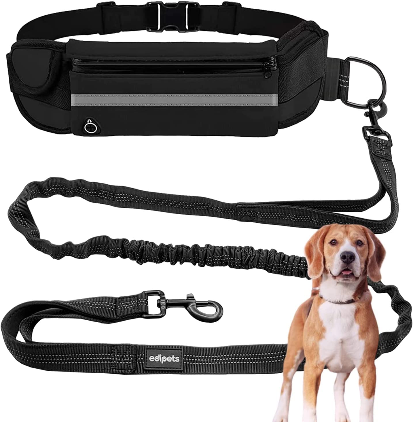 Edipets Joggingleine Hunde 160-220 cm – Freihändig Laufen mit Anti-Stress-System