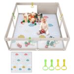 UANLAUO XXL Laufstall 150x150cm mit Spielmatte – Sicherer Baby-Aktivitätsbereich für Innen & Aussen