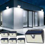 6er Set Solar-Wandleuchten mit Bewegungsmelder – IP65 Kaltweiß für Garten & Hof