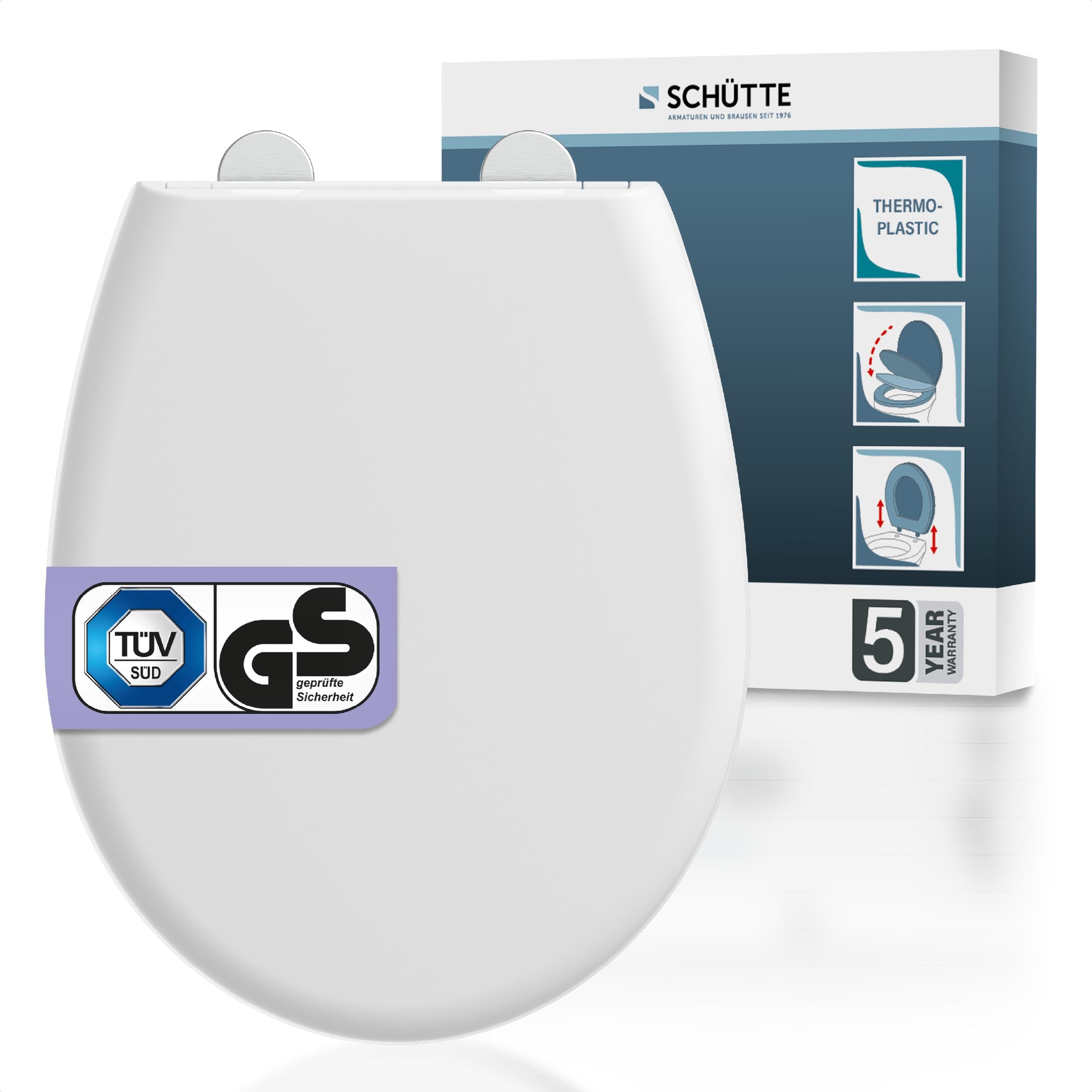 Schütte WC-Sitz mit Absenkautomatik – Thermoplast Toilettendeckel bis 500 kg