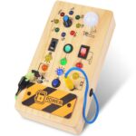 Yitical Montessori Busy Board ab 1 Jahr – Holzspielzeug mit LED-Schaltern für motorische Entwicklung – Bild 7