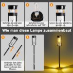 Nigecue 4er Set Vintage Solarleuchten – Warmweisses Gartenlicht mit 800mAh Akku & IP65 – Bild 6