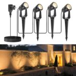 NIORSUN LED Gartenbeleuchtung 4er-Pack – Warmweiss 3000K IP67 Wasserdicht mit 17m Kabel