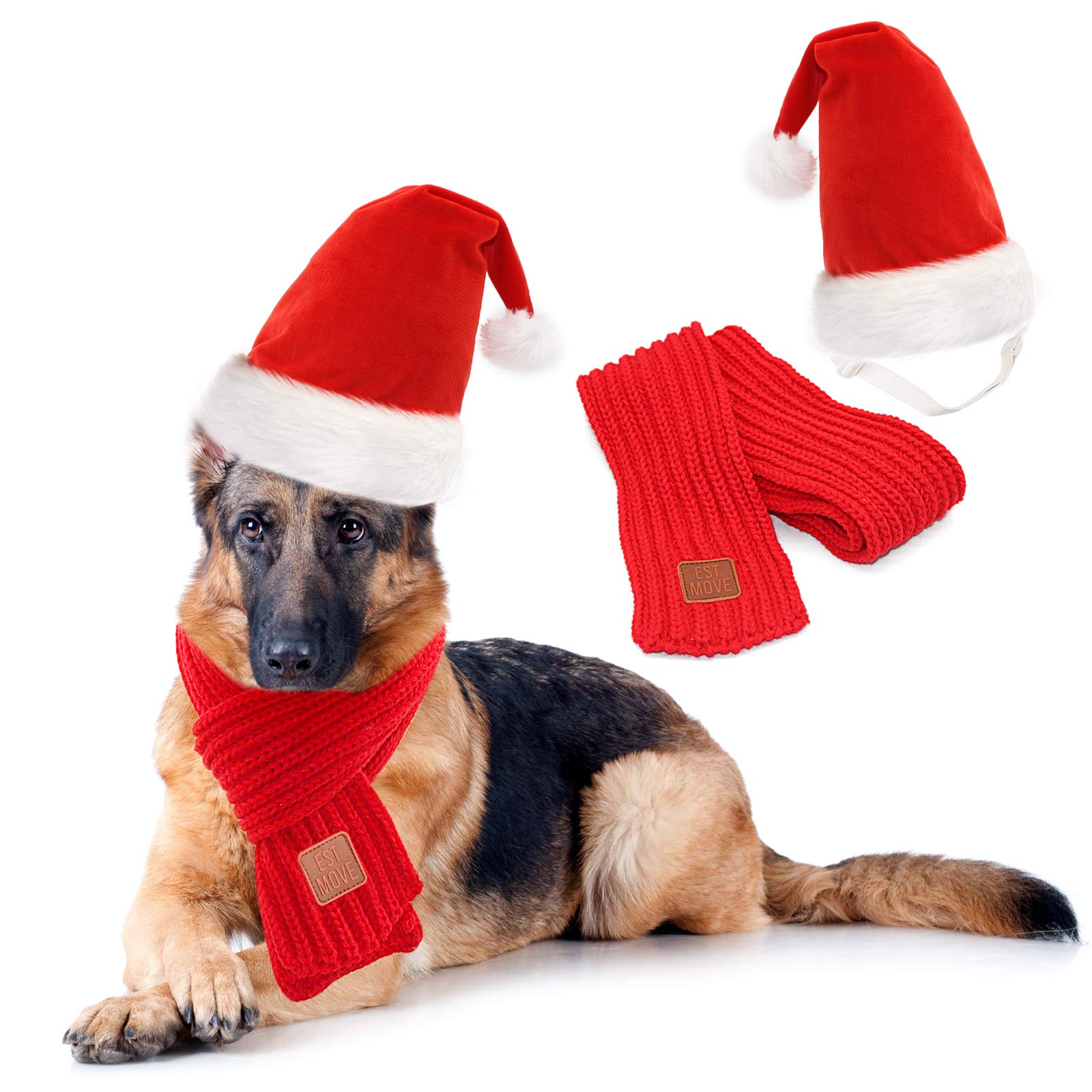 RANYPET Weihnachtsmütze & Schal Set für Hunde – Festliches Kostüm für grosse & mittlere Rassen