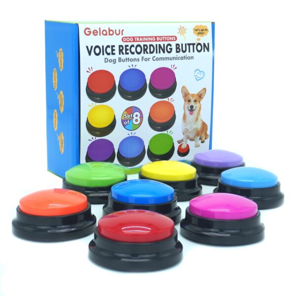 Gelabur Sprachaufnahme-Tasten-Set mit 8 Buttons – Hundekommunikation & Training