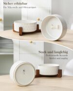 MALACASA Hundenapf 1000 ml Keramik Doppelschalen mit Walnussholzständer – Ergonomisch & Rutschfest – Bild 7