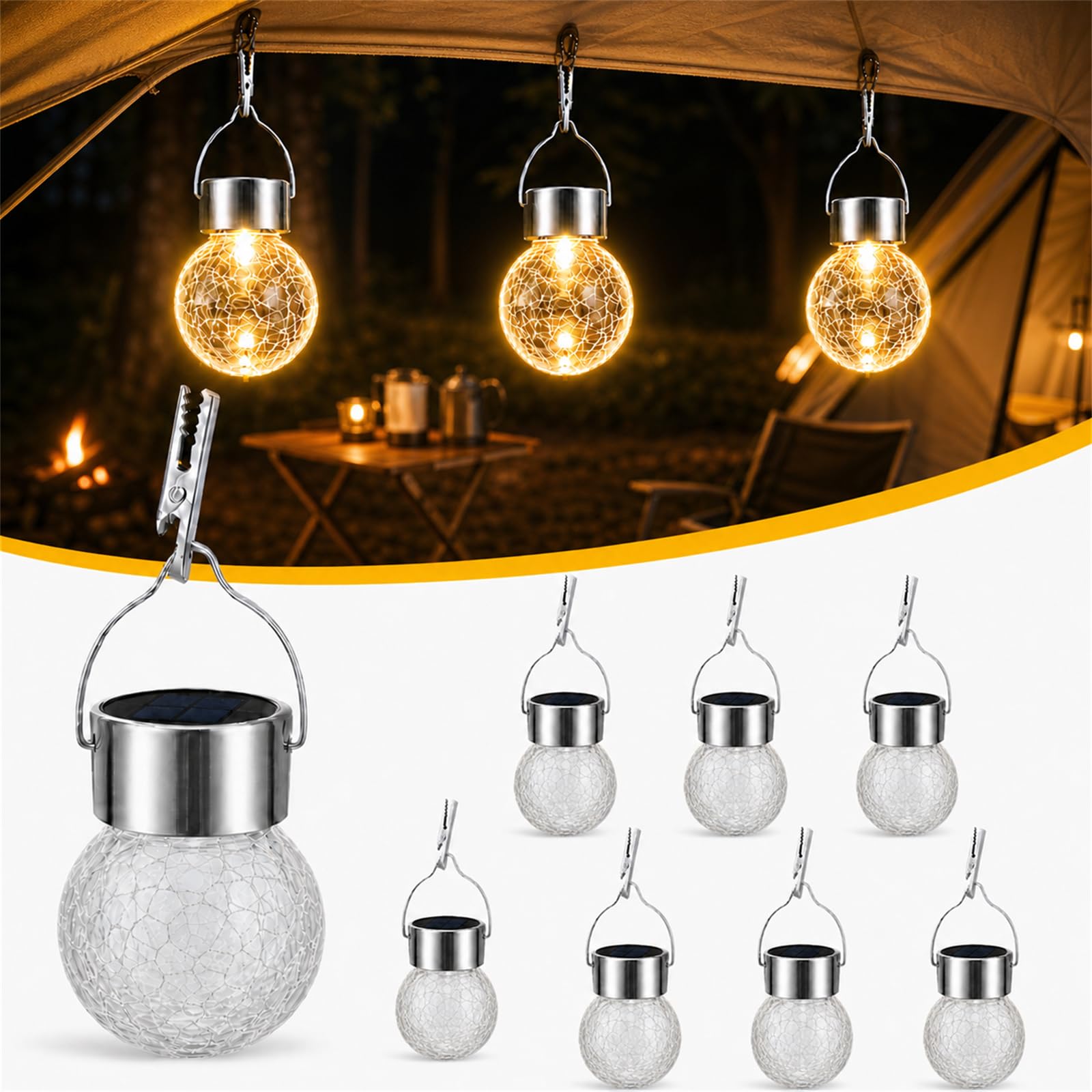 SC-Daily Solar-Hängeleuchten 8er Set – Warmweiss IP65 Gartenleuchten für Aussen