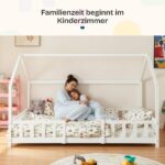 [en.casa] Montessori Hausbett Sisimiut 140x200 cm – Kinderbett mit Rausfallschutz & Lattenrost – Bild 5