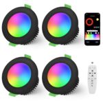 YindaLux 4er LED Einbaustrahler RGB mit App & Fernbedienung – Dimmbar, IP44, 500lm für Badezimmer
