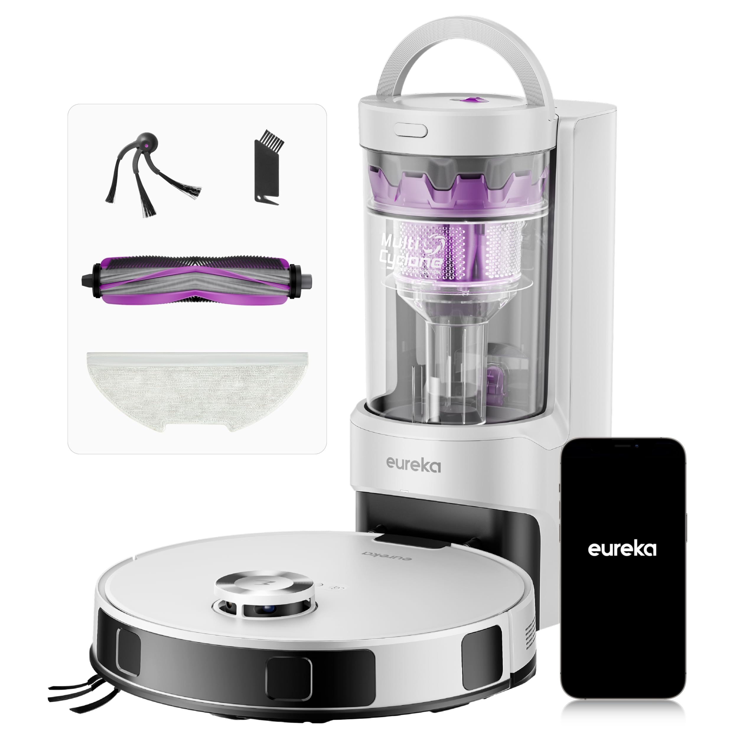 EUREKA E20 Evo Plus Saugroboter mit Wischfunktion & Absaugstation – 10.000 Pa