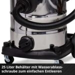Einhell Akku-Nass-Trockensauger TE-VC 36/25 Li S-Solo – 25L Edelstahlbehälter, Power X-Change – Bild 9