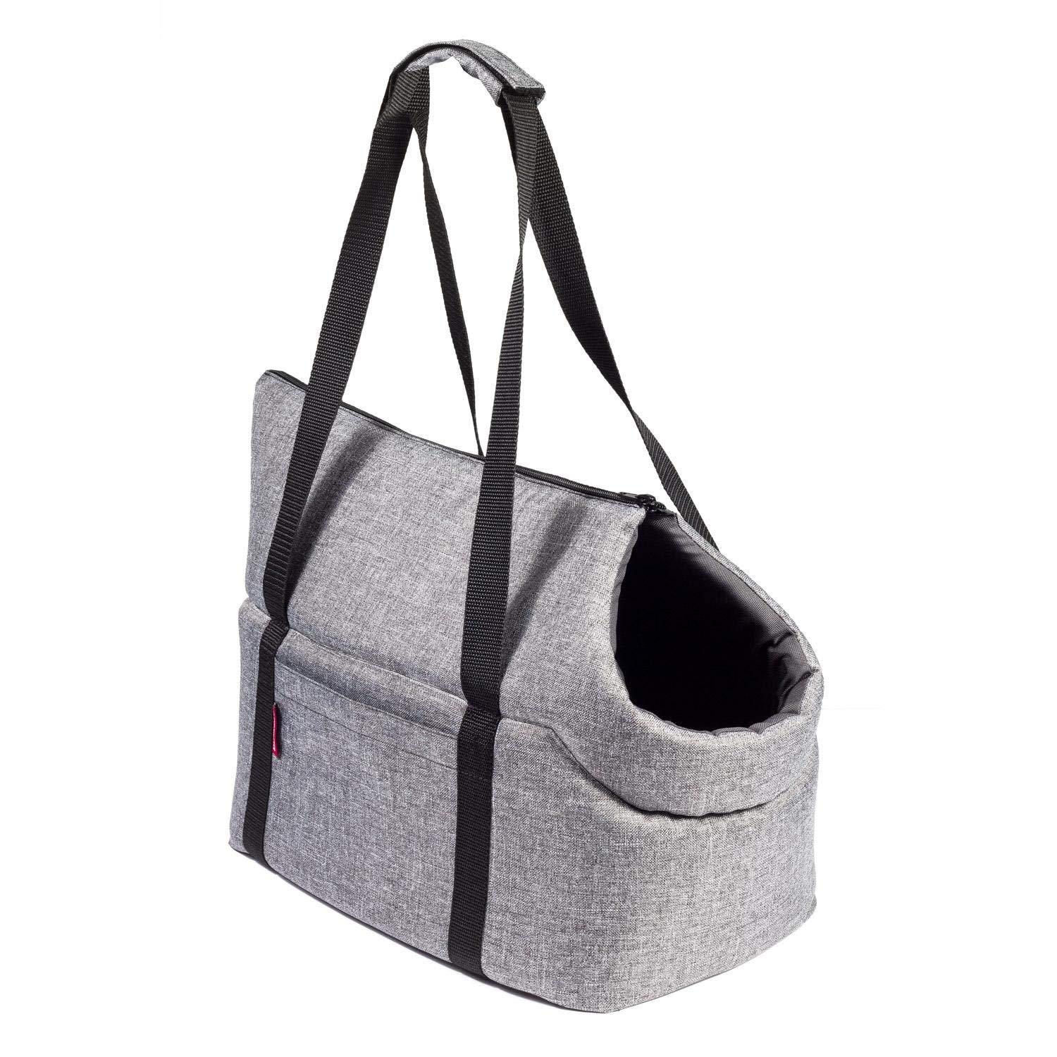 BOUTIQUE ZOO Hundetasche Grau L – Sichere Transporttasche für Hunde bis 12 kg
