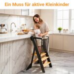 COSYLAND Lernturm Klappbar mit Kippschutz – Bambusturm 2-fach höhenverstellbar bis 55 kg – Bild 4