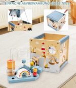 Zaxiva Motorikwürfel aus Holz – 6-in-1 Activity Spielzeug ab 1 Jahr für Kleinkinder – Bild 7
