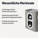 Amazon Basics Katzenhaus 2-Stöckig – Kratzmöbel mit Sisal & Spielzeug für Hauskatzen – Bild 2