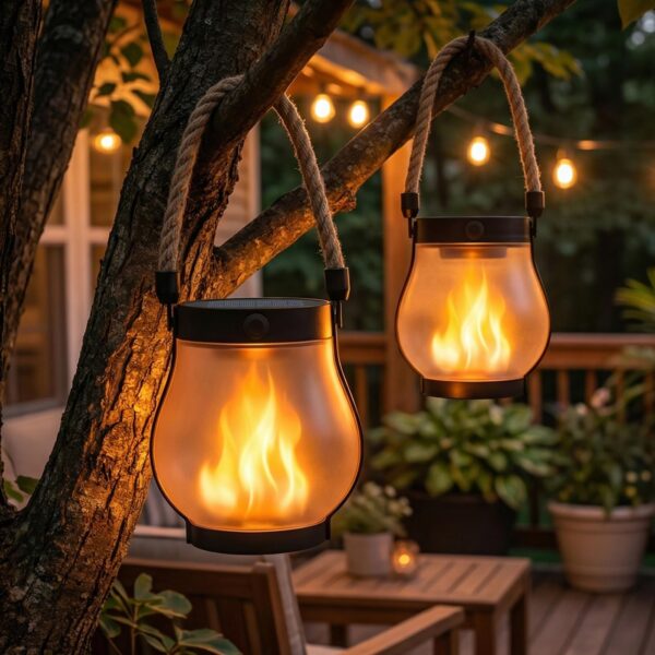 Macchiatto Solar Flammenlaterne 2er Set – IP65 Wasserdicht mit realistischem Flammeneffekt