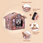 Nobleza Hundehütte 53x50x43cm – Winterfeste Hundehöhle mit abnehmbarer Matratze für Hunde & Katzen – Bild 3