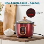 Macook Reiskocher 1 L mit Dampfgarer – One-Touch Kochen & Dämpfen für 1–5 Personen – Bild 5