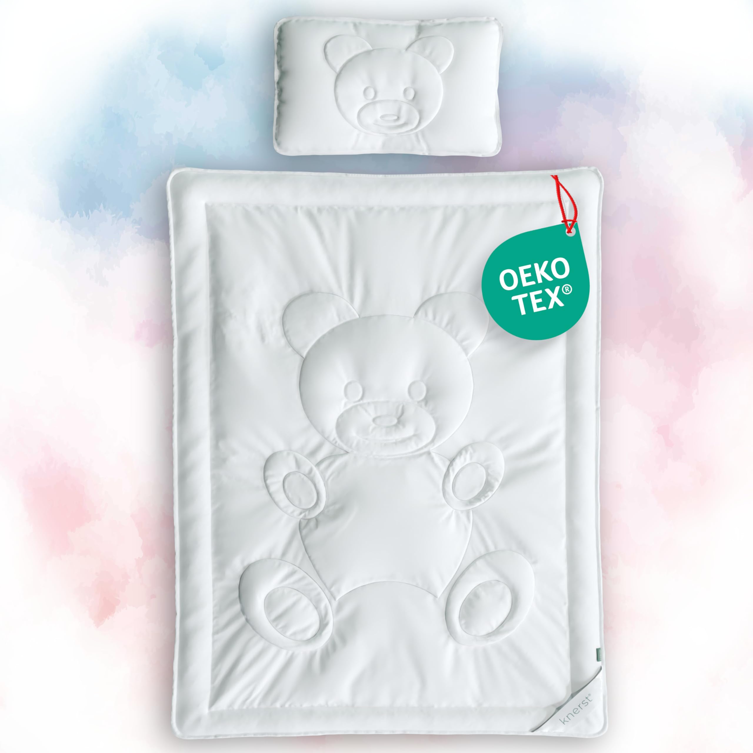 KNERST Kinderbettdecken-Set 100×135 cm mit Kissen 40×60 – Ganzjahresdecke für Babys & Kleinkinder
