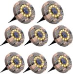 Jorft Solarleuchten 8er Set mit 12 LED – IP66 Gartenbeleuchtung für Rasen & Terrasse