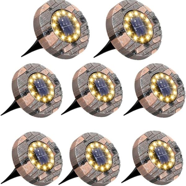 Jorft Solarleuchten 8er Set mit 12 LED – IP66 Gartenbeleuchtung für Rasen & Terrasse