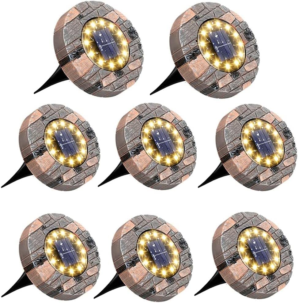 Jorft Solarleuchten 8er Set mit 12 LED – IP66 Gartenbeleuchtung für Rasen & Terrasse