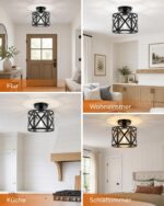BLNAN Deckenleuchte 22cm Schwarz – Industrial Design Metall-Käfig für moderne Räume – Bild 7